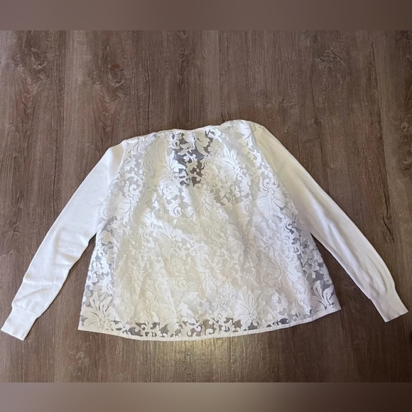 PINK TARTAN WHITE LACE CARDIGAN - Picture 2 of 5